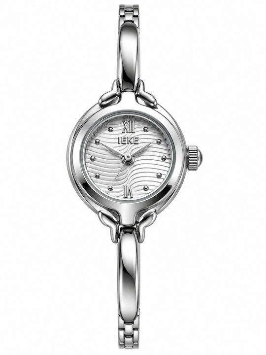 Ieke Damenuhr Batterie mit Silber rostfreiem Stahlarmband IEKE-WATCH-SILBER-WEISS-WAVE-001