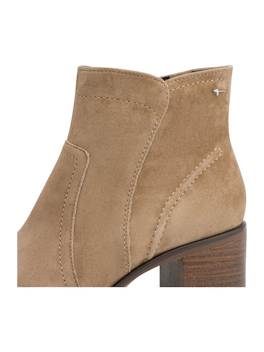 Damen Lederstiefeletten Beige