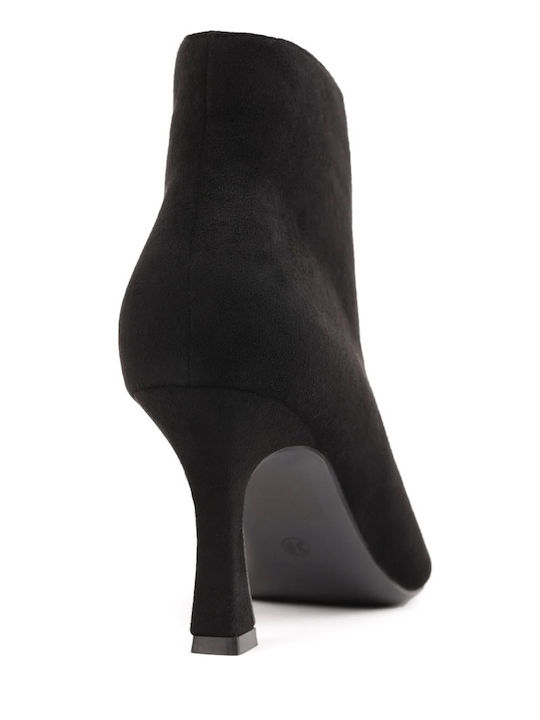 Suede Women's Ankle Boots with High Heel Black