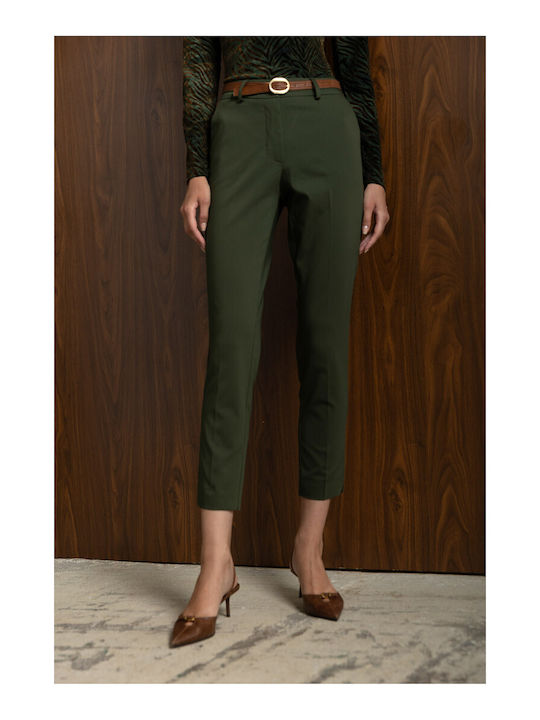 Women's Fabric Trousers Green 27005-4-Green