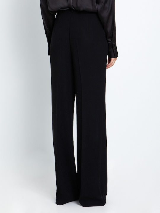 Women's High Rise Crepe Pantaloons Black