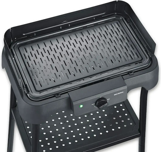 Severin Floor Standing Electric Aluminium Grill with Grooved Plate 2000W with Adjustable Thermostat 38x22cm