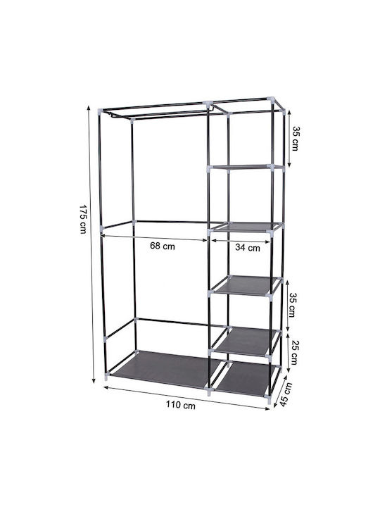 Feandrea Dulap Din Material Cu Fermoar Și Rafturi În Culoare Gri 110x45x175cm