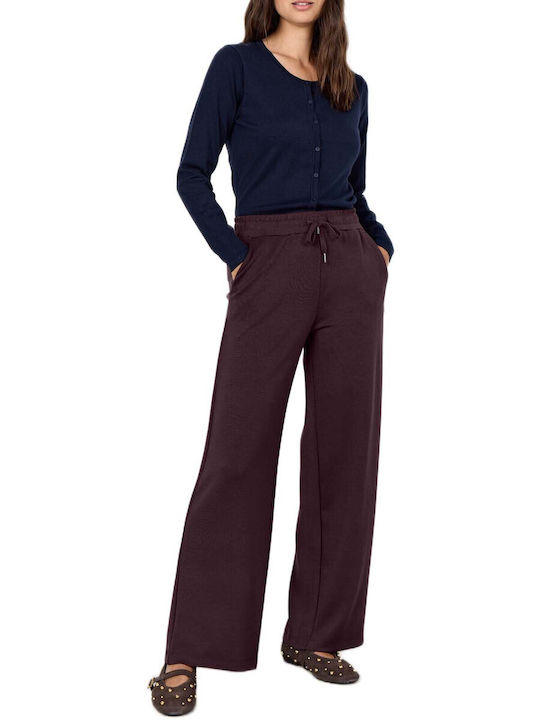 Soya Concept Women's High Rise Fabric Trousers with Rubber Band Brown