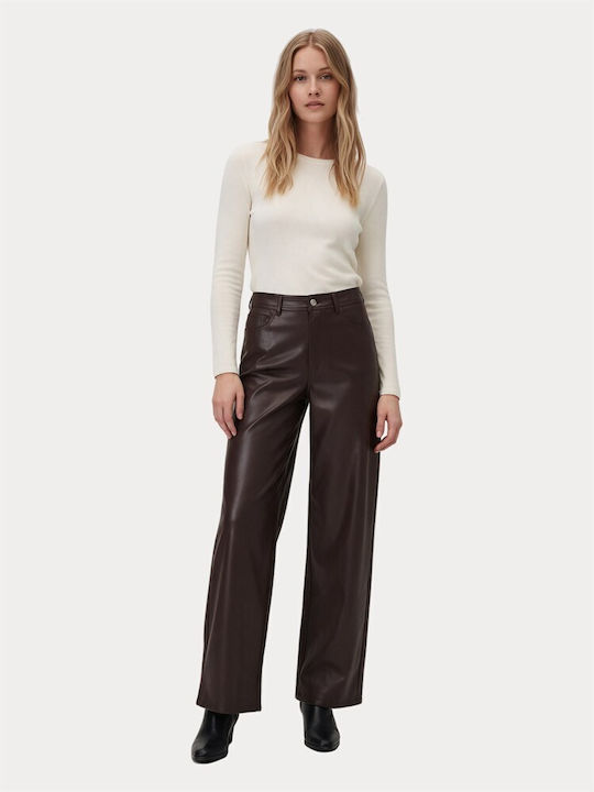 Only Damen Hochbund Leder Pantaloona in Breite Bein Stil Schokoladen Torte Only Damen Hochbund Leder Pantaloona in Breite Bein Stil Schokoladen Torte