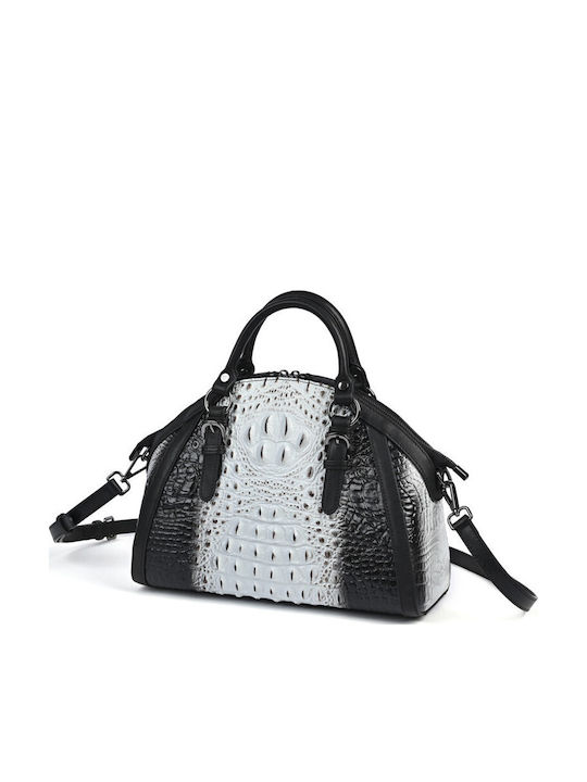 Leder Damenhandtasche Handtasche Schulter Crossbody Croco Weiß
