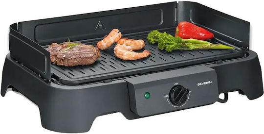 Severin Tabletop Electric Aluminium Grooved Plate Grill 2000W with Adjustable Thermostat 38x22cm