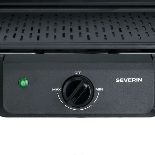 Severin Tabletop Electric Aluminium Grooved Plate Grill 2000W with Adjustable Thermostat 38x22cm
