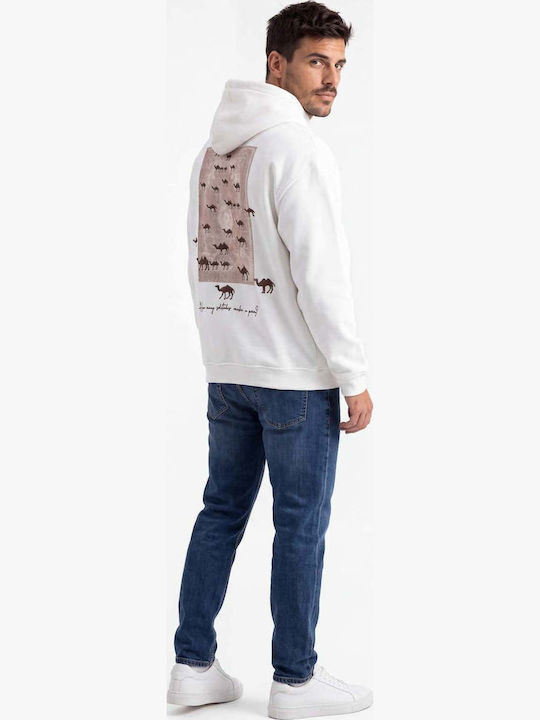 Sweatshirt With Hood Ecru