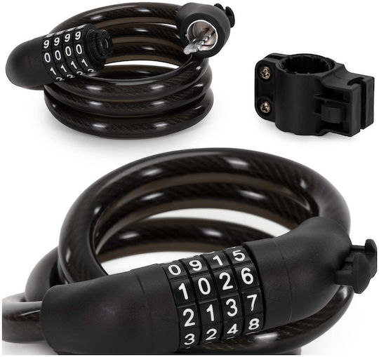 Bicycle Anti-theft Lock Metal Cable Combination Lock Frame Mount Holder 95 Cm Black