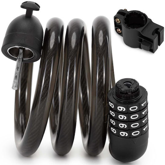 Bicycle Anti-theft Lock Metal Cable Combination Lock Frame Mount Holder 95 Cm Black
