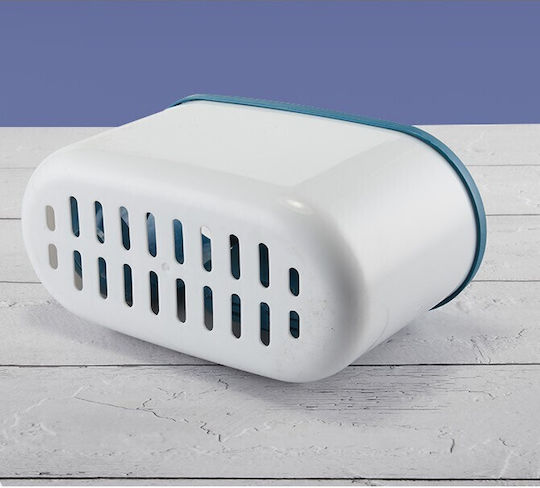 Plastic Bathroom Brush and Trash Can Set Blue
