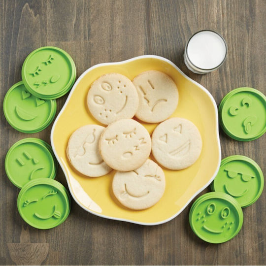 Set 7 Matrițe Pentru Tort Flippy Design Emoji Față Zâmbitoare Expresii Diferite 7.7 X 1.5 Cm Fabricate Din Pp Verde
