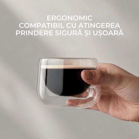 Miamio Set Cesti Cappuccino Din Sticlă Transparente 180ml 2 Bucăți