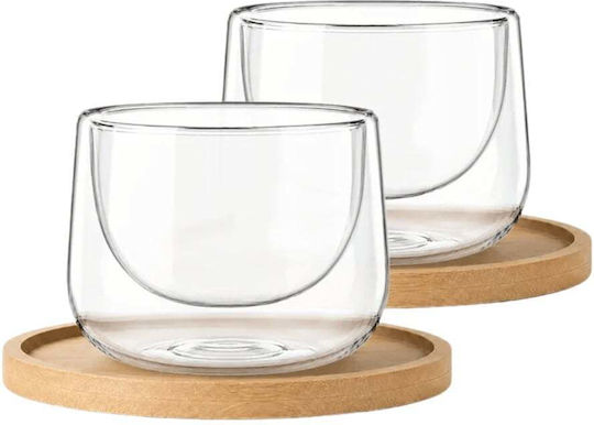 Miamio Set Cesti Cappuccino Din Sticlă Transparente 180ml 2 Bucăți