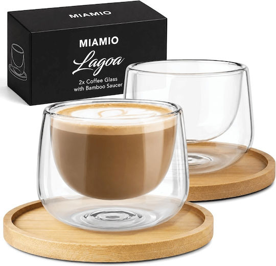 Miamio Set Cesti Cappuccino Din Sticlă Transparente 180ml 2 Bucăți