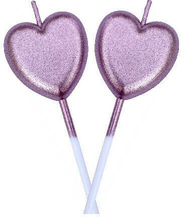 Cake Candle Flippy Heart Model Party 8.5 X 3 Cm Pink Gold