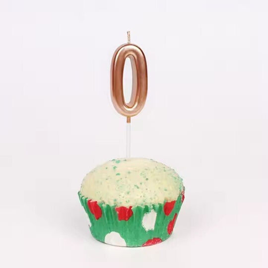 Lumânare De Tort Flippy Număr 0 Design Petrecere 4.5 X 2.5 Cm Parafină Rose Gold