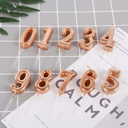 Lumânare De Tort Flippy Număr 0 Design Petrecere 4.5 X 2.5 Cm Parafină Rose Gold