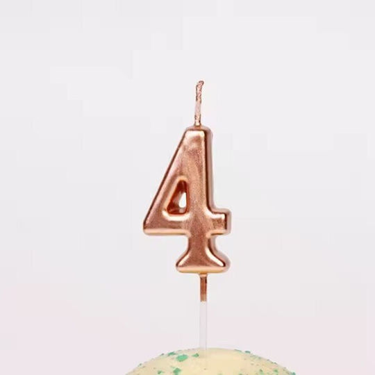 Lumânare De Tort Flippy Număr 4 Design Petrecere 4.5 X 2.5 Cm Parafină Rose Gold