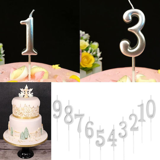 Cake Kerze Flippy Nummer 3 Design Party 4,5 x 2,5 cm Paraffin Silber