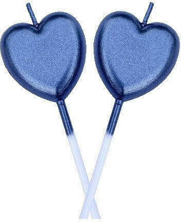 Cake Candle Flippy Heart Model Party 8.5 X 3 Cm Blue