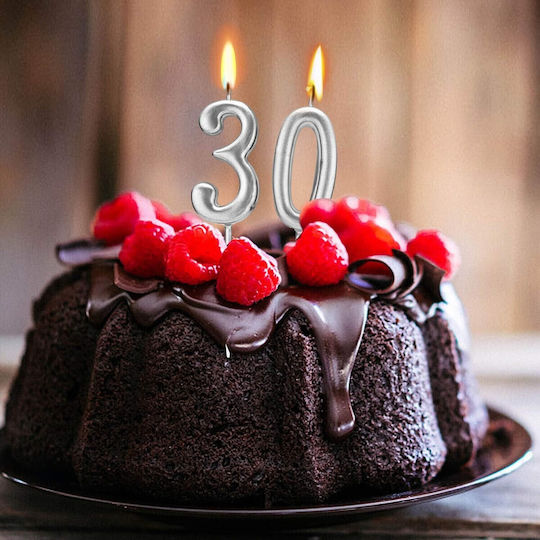 Cake Candle Flippy Number 0 Design Party 4.5 X 2.5 Cm Paraffin Silver
