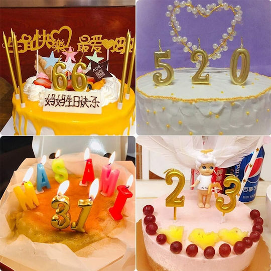 Cake Candle Flippy Number 2 Design Party 4.5 X 2.5 Cm Paraffin Gold