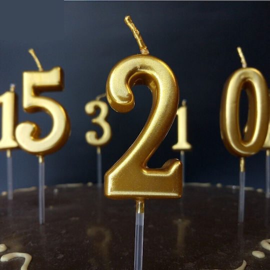 Cake Candle Flippy Number 2 Design Party 4.5 X 2.5 Cm Paraffin Gold