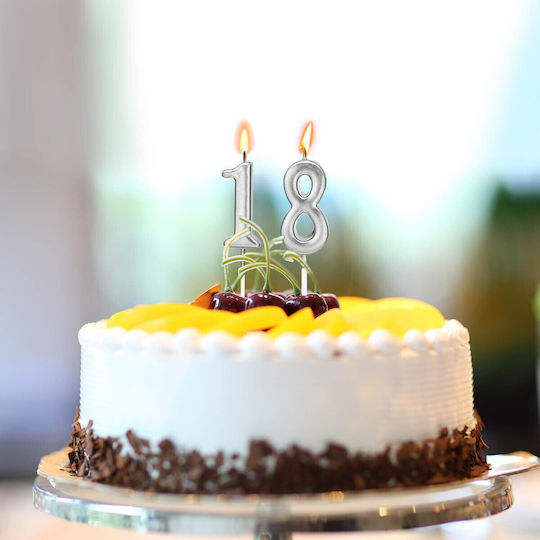Cake Candle Flippy Number 1 Design Party 4.5 X 2.5 Cm Paraffin Silver