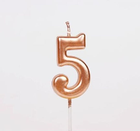 Lumânare De Tort Flippy Număr 5 Design Petrecere 4.5 X 2.5 Cm Parafină Rose Gold