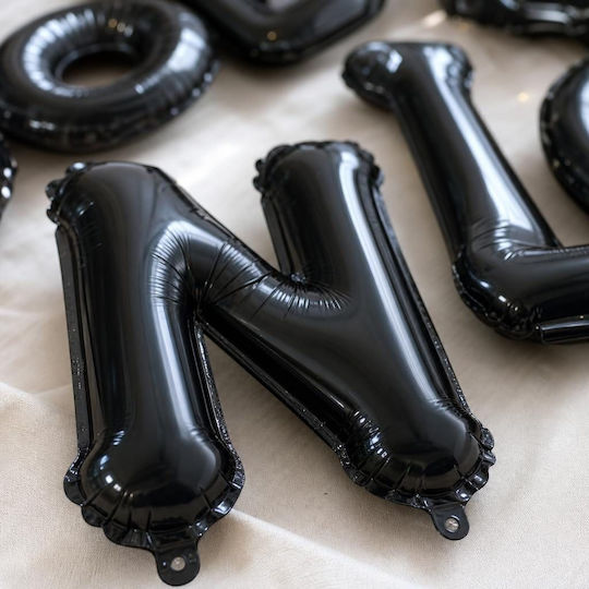 Set Of 8 Balloons Letters With Name Foil Black 40cm
