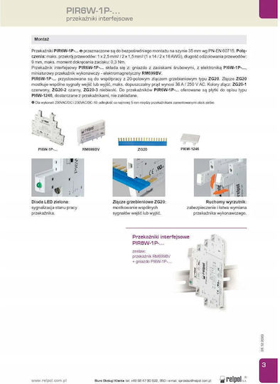 Relpol Релета на релса 6A Монополюсен с Напрежение 230V