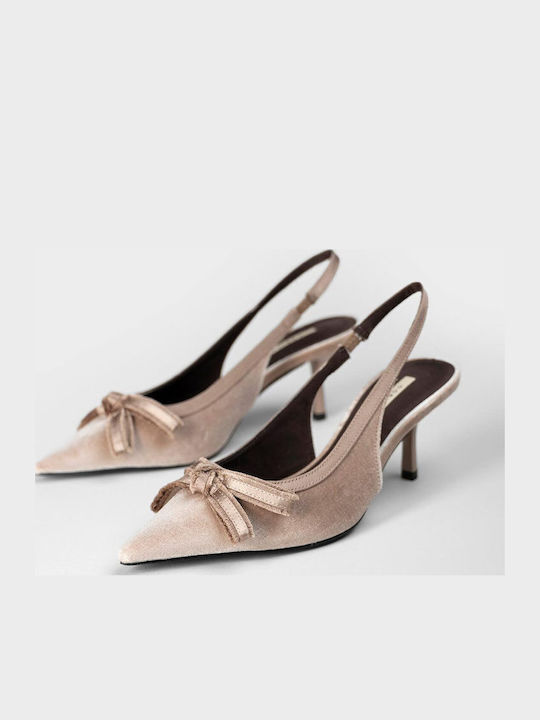 Spitze Zehe Pumps mit Dünnem Mittleren Absatz Braun