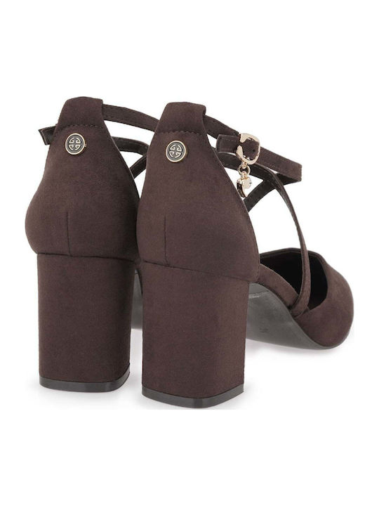 Wildleder Pumps mit Mittelhohem Absatz Braun
