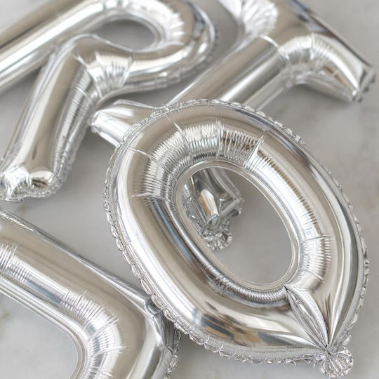 Set of 6 Balloons Letters A with Name Silver Foil with LEDs 40cm (with Personalization)