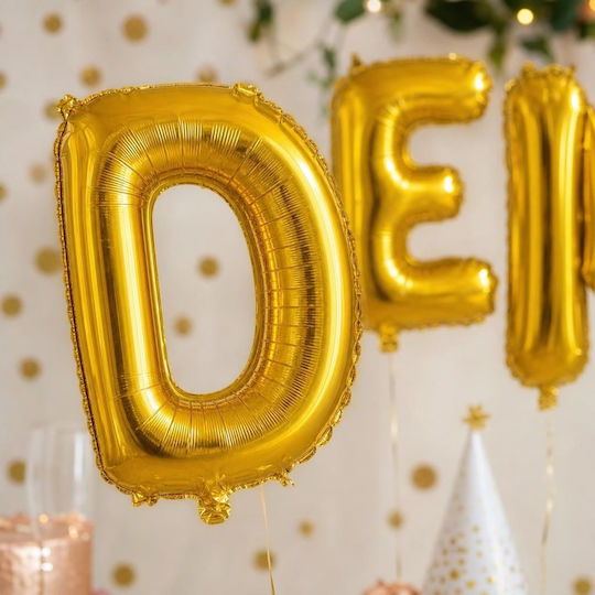 Set 5 Baloane Zi De Naștere Folie Aurii Cu LED 40 cm