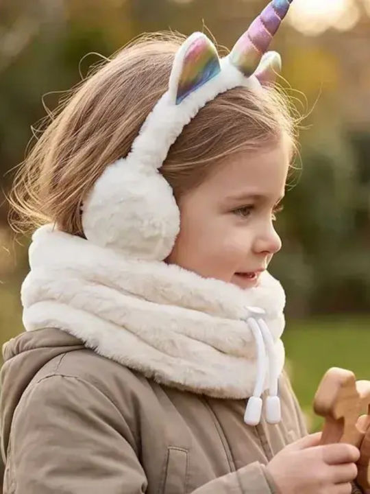 Kinder Mütze Set Pelz Beige