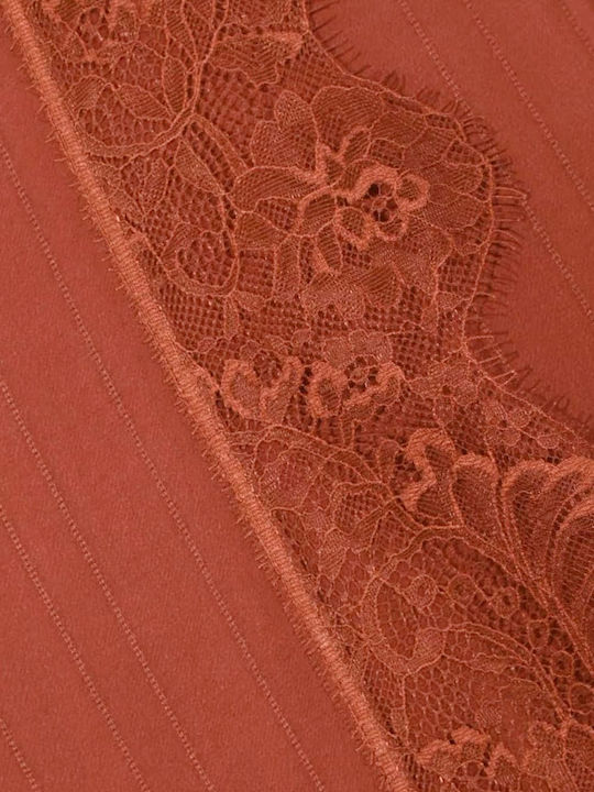 Satin Midi Envelope Skirt Terracotta