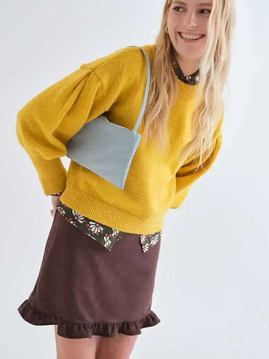 High Waist Mini Skirt Brown