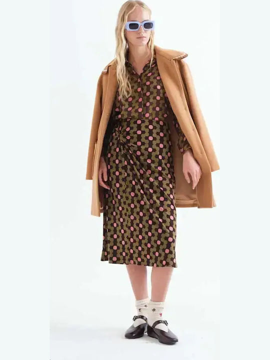 High Waist Midi Skirt Khaki