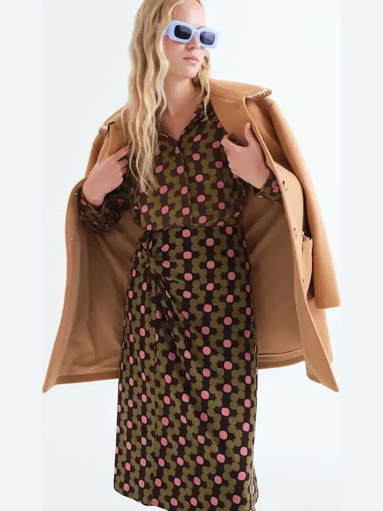 High Waist Midi Skirt Khaki