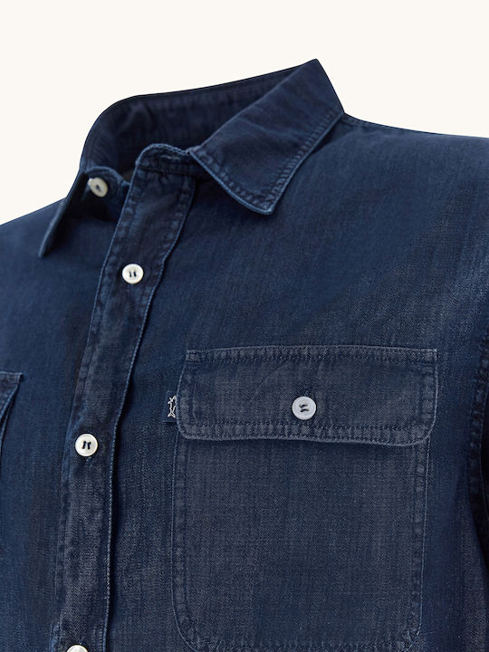 Long Sleeve Denim Overshirt In Regular Fit Dark Blue