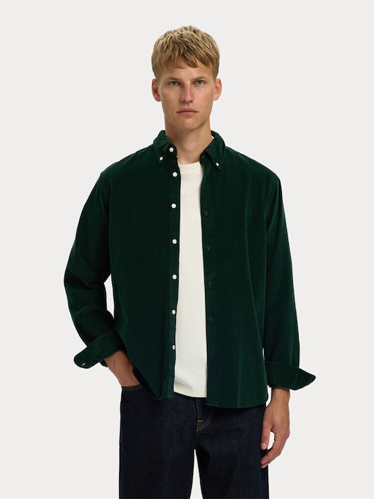 Selected Long Sleeve Corduroy Shirt in Regular Fit Pine Grove