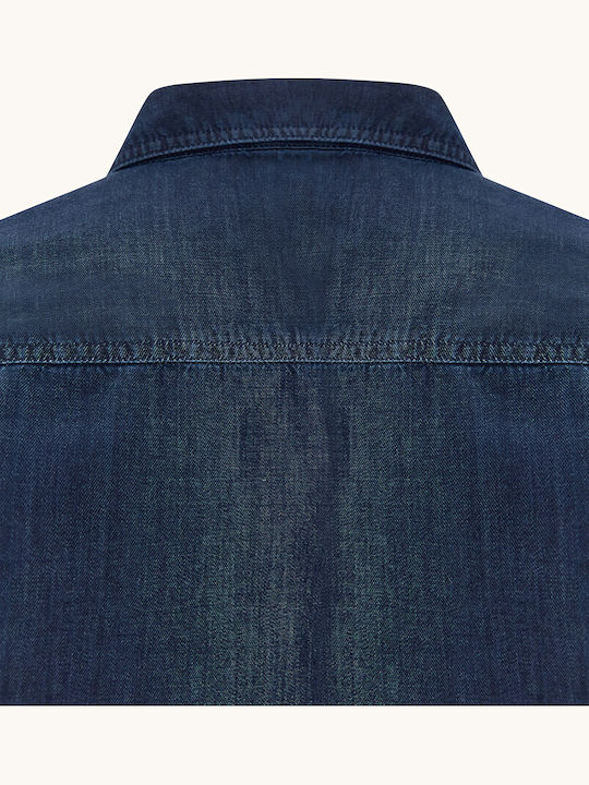 Long Sleeve Denim Overshirt In Regular Fit Dark Blue