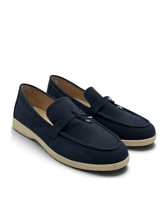 Suede Women's Loafers In Blue Color