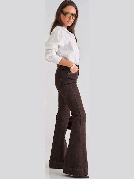 Damen Jeans Hosen Ausgestellt Braune