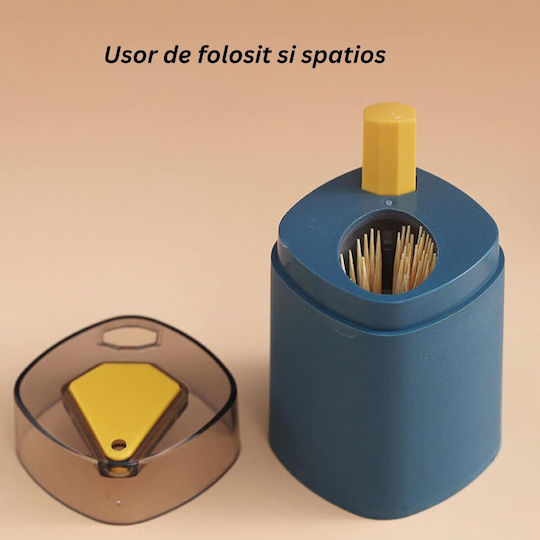 Cutie pentru Scobitori din Plastic 6x6x9.5cm Albastră