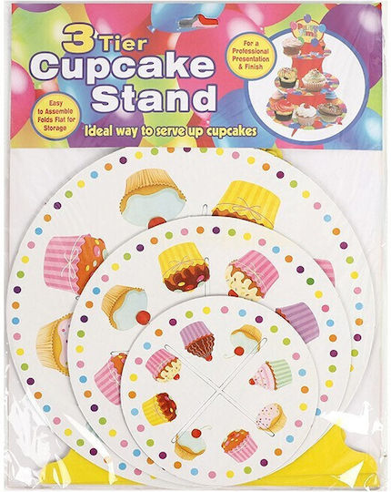 Stand Pentru Dulciuri Flippy 3 Niveluri Design Petrecere Torturi Bar De Bomboane Carton Galben Multicolor