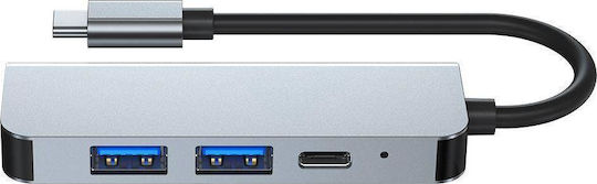 Tech-Protect v2 Hub mit 4 Anschlüssen mit USB-C Verbindung Grau